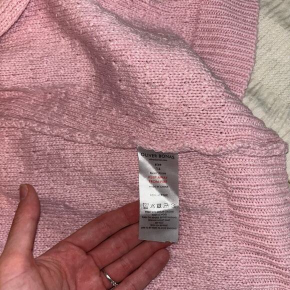 Oliver Bonas Touch Loop Pink Cardigan Valentines Day Teacher Cardigan Size 14 - Picture 14 of 14